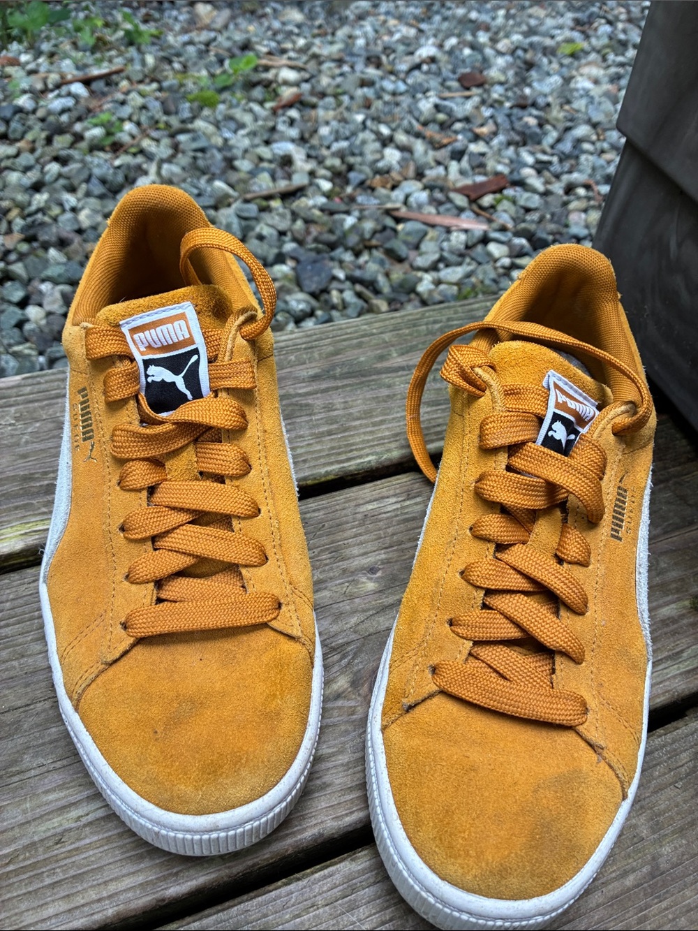 Puma Suede Low-Top Sneakers in Mustard